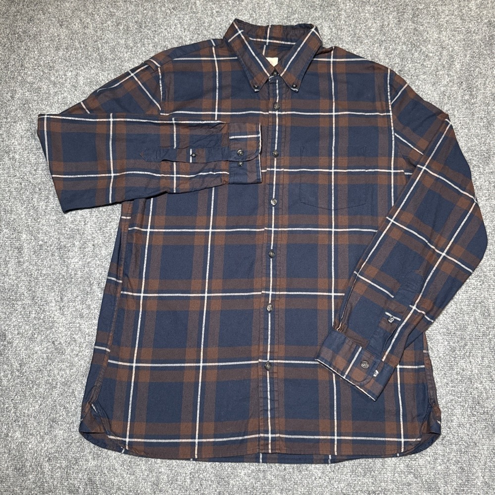 Brooks Brothers Red Fleece Mens Navy‎ Plaid Long Sleeve Button Down Shirt Large